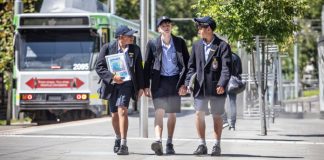 Students walking