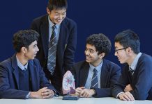 Students around a table