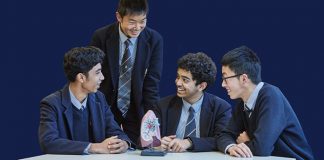 Students around a table